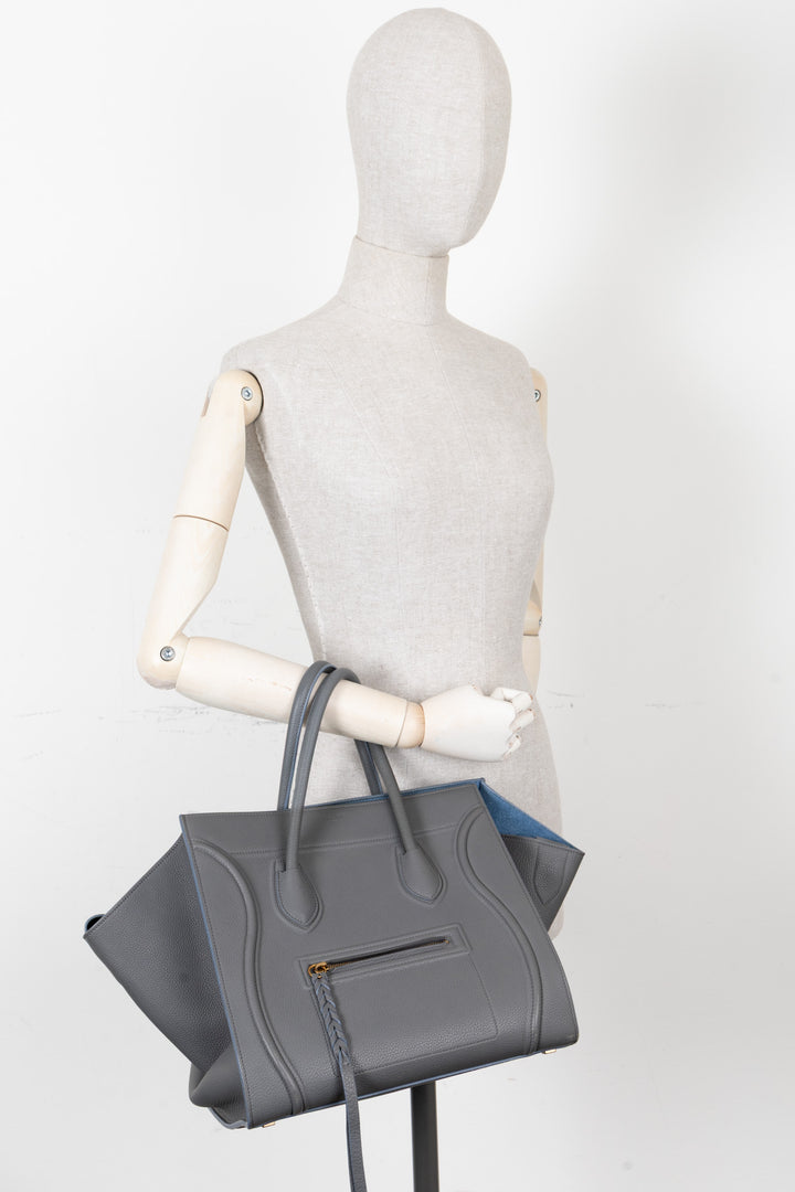 CÉLINE Sac Bagage Medium Phantom Cuir Gris