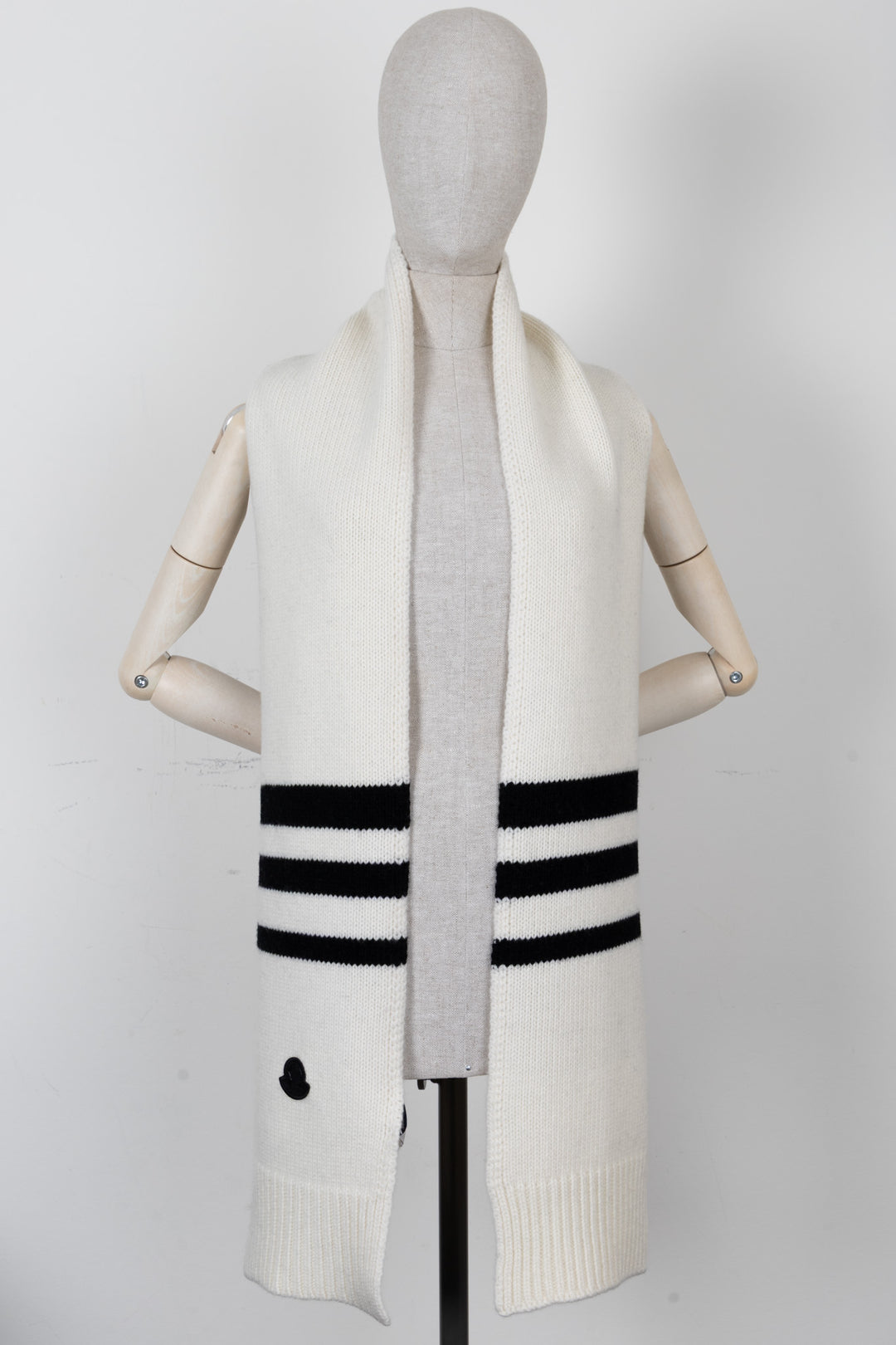 Écharpe rayée MONCLER en laine blanche