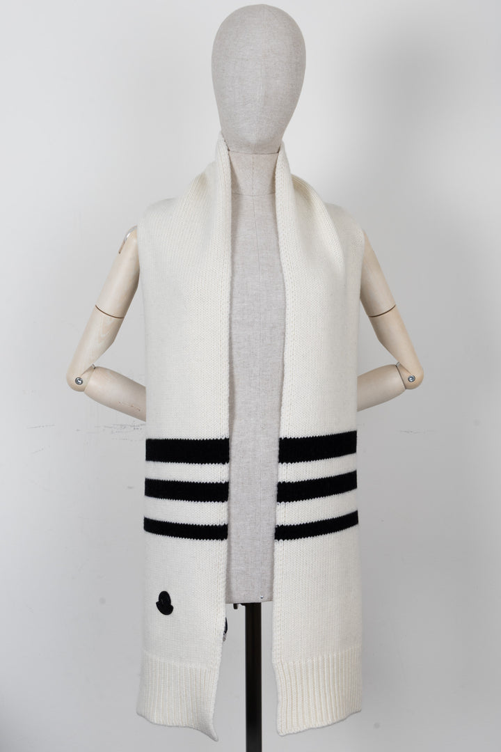 Écharpe rayée MONCLER en laine blanche