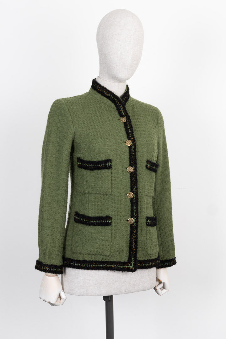 CHANEL Jacket Tweed Green Paris-Shanghai 10A