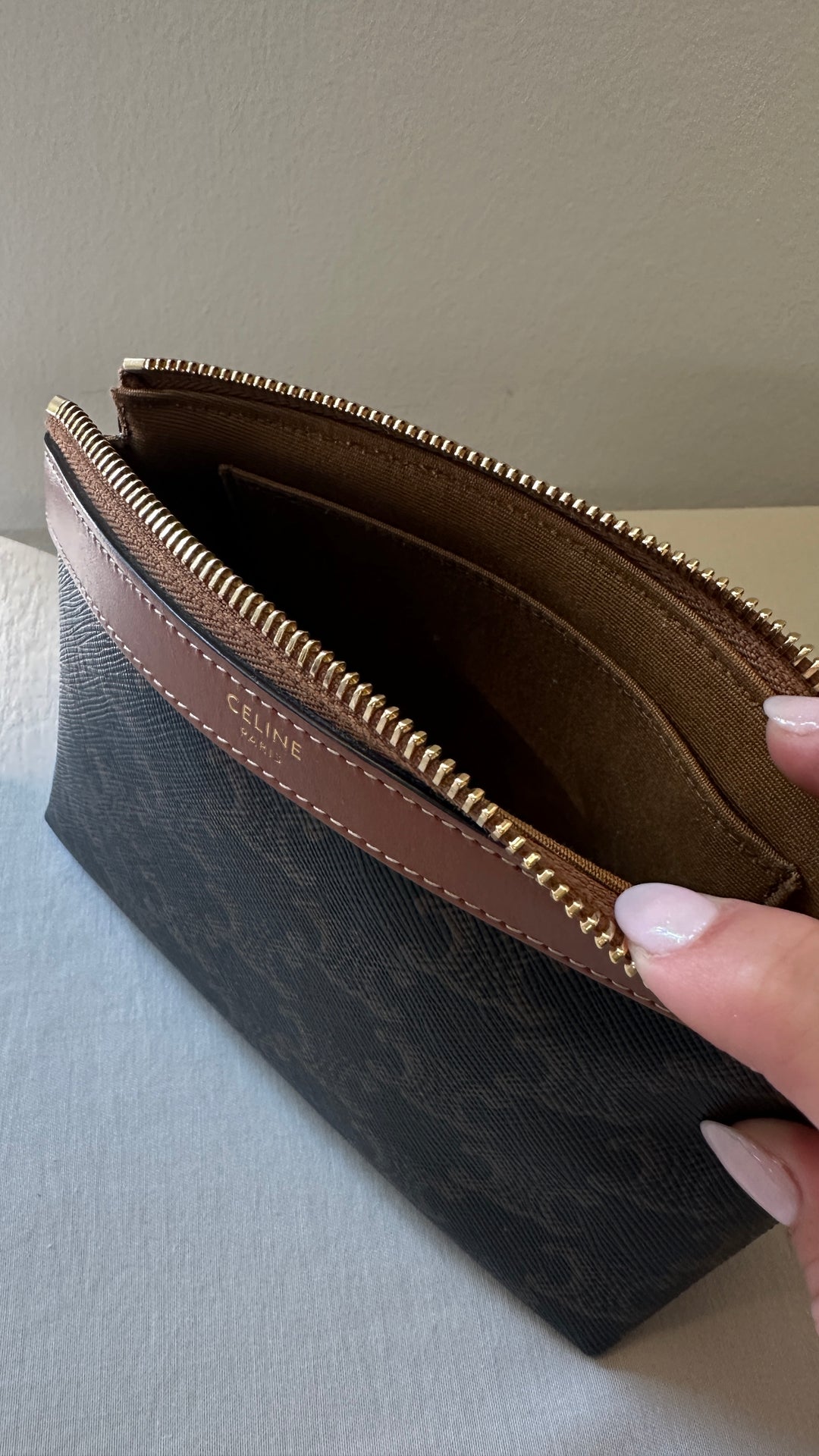CELINE Small Cosmetic Pouch Triomphe