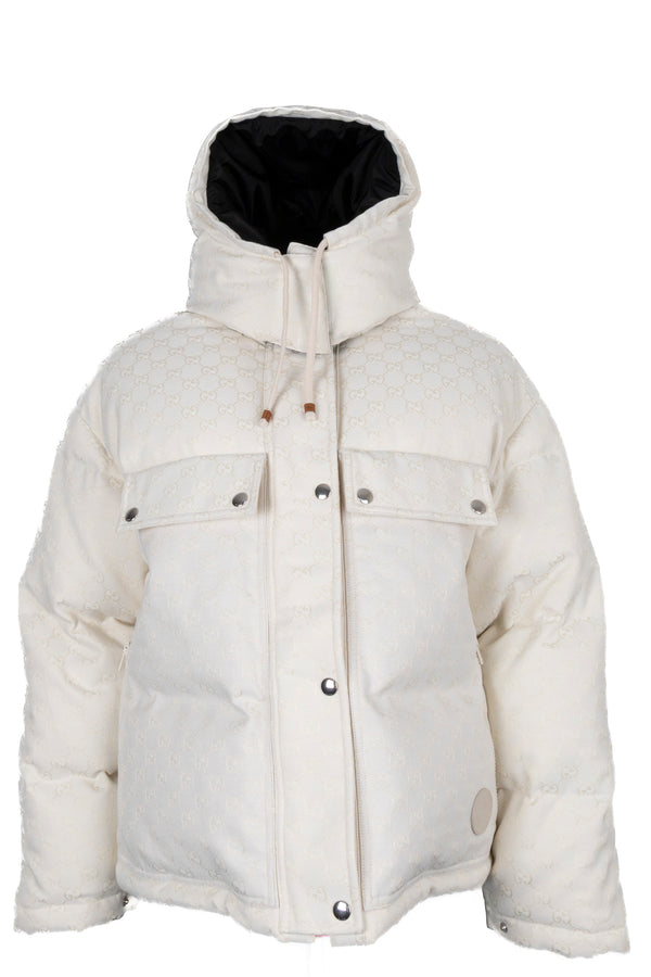 GUCCI GG Canvas Down Bomber Jacket Cream