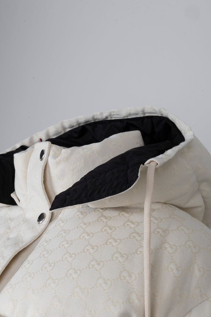 GUCCI GG Canvas Down Bomber Jacket Cream