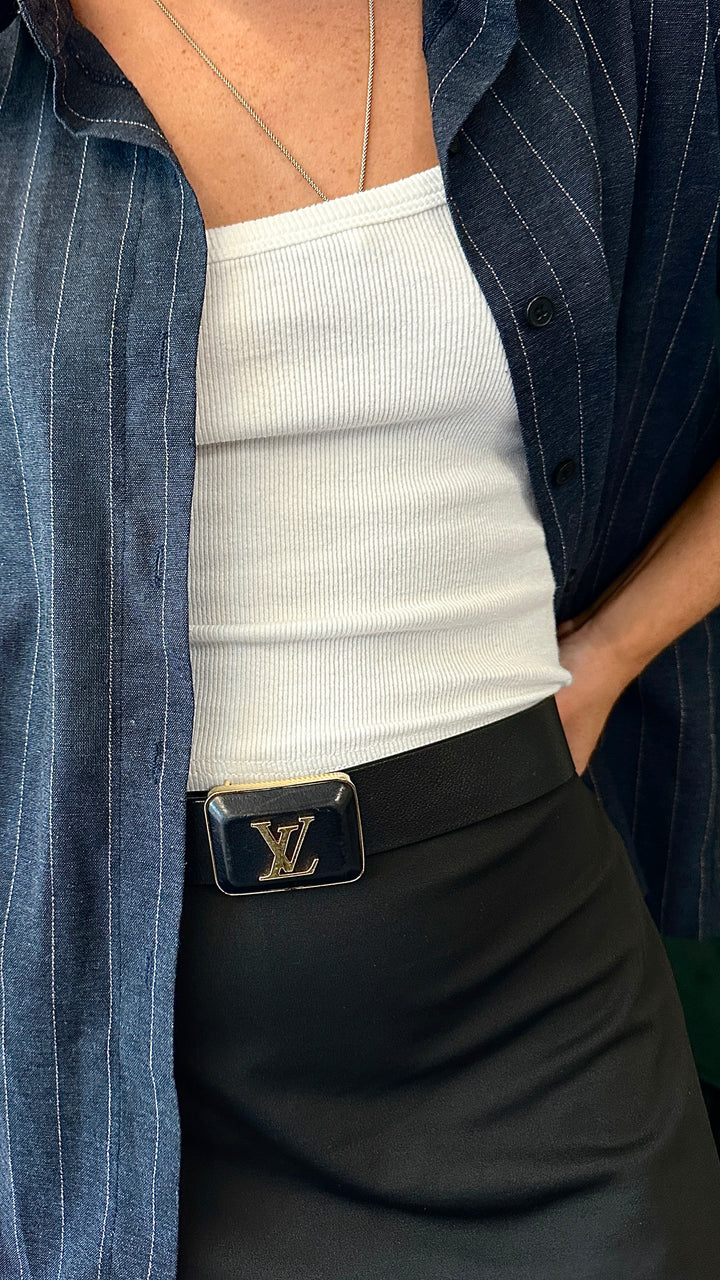 LOUIS VUITTON LV Belt Leather Black