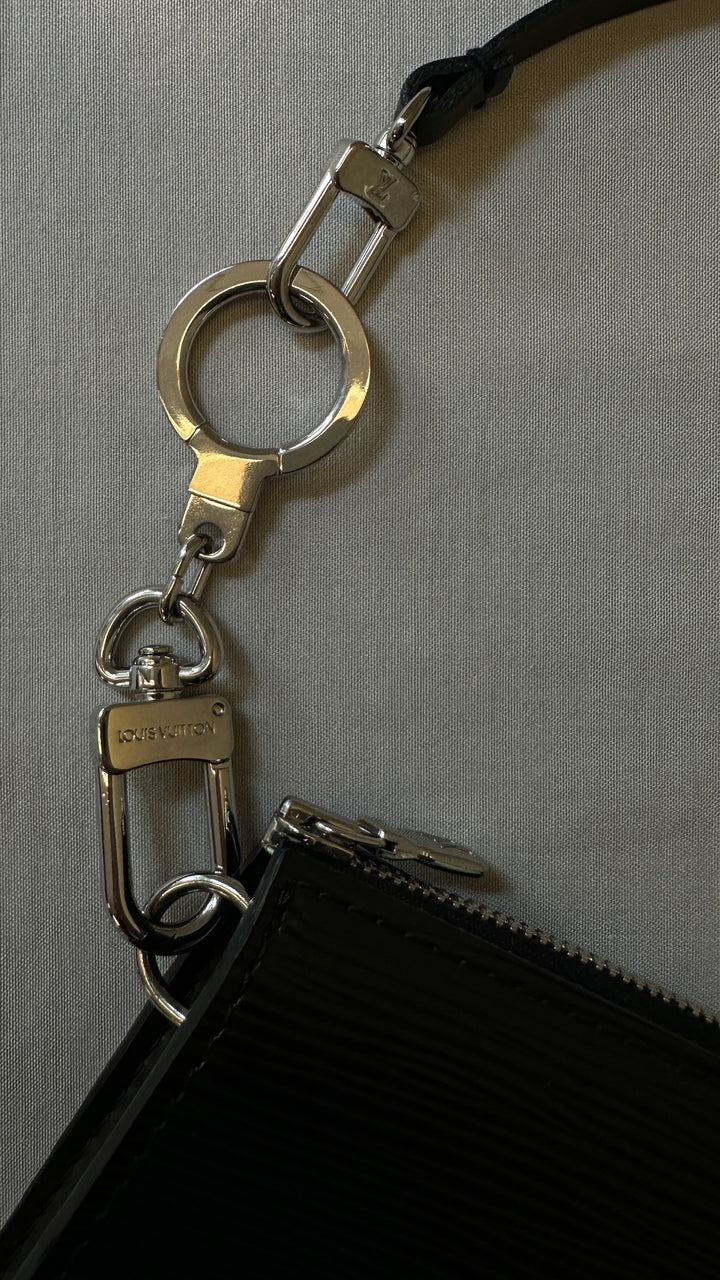 LOUIS VUITTON Pochette Handbag Epi Leather Black