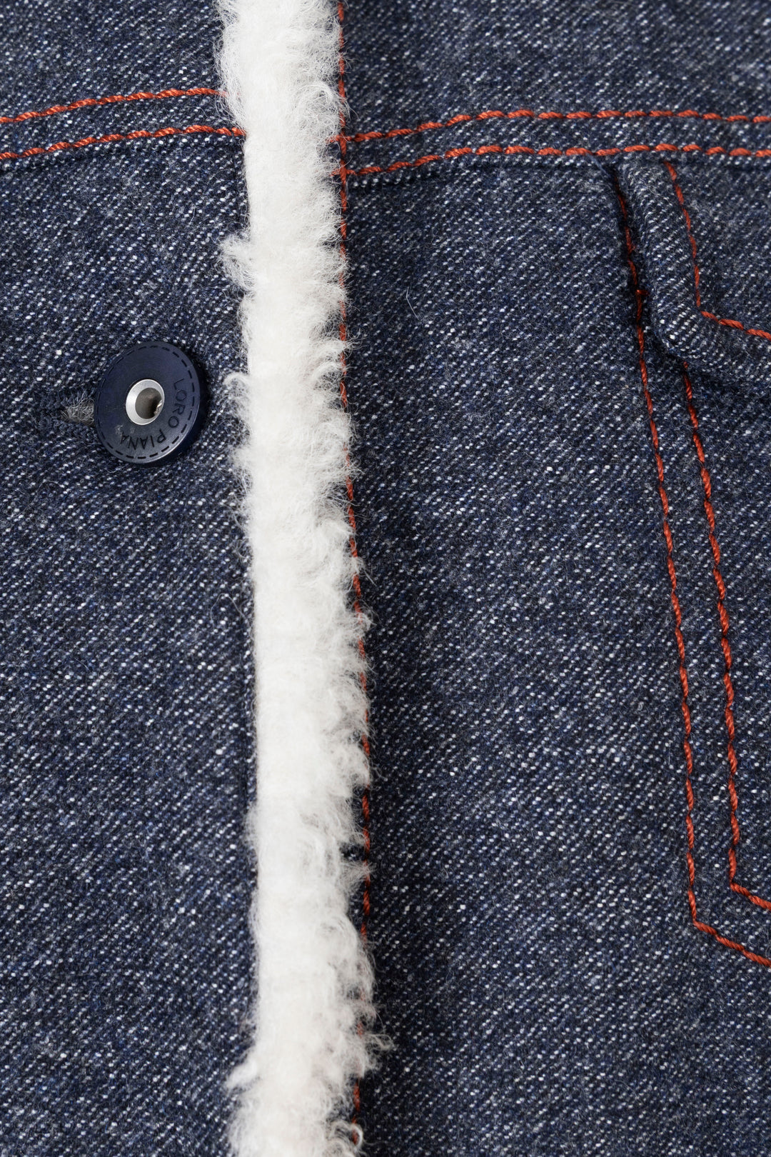 Manteau LORO PIANA bleu marine en cachemire avec col en peau lainée