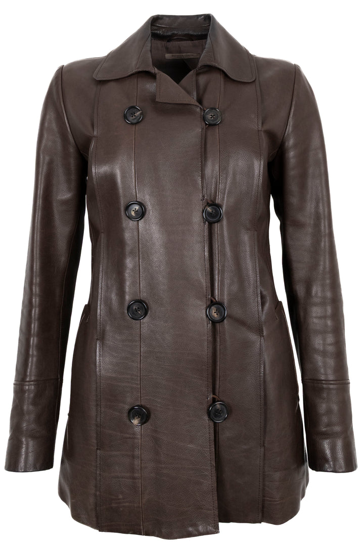 Veste en cuir croisée marron BOTTEGA VENETA