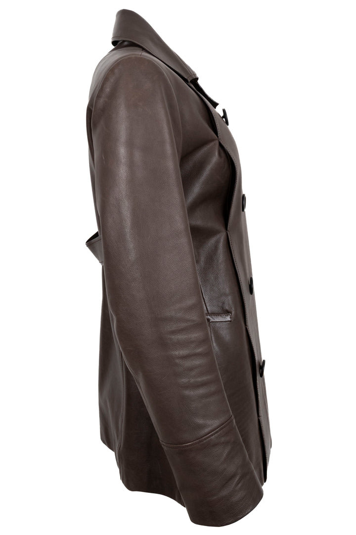 Veste en cuir croisée marron BOTTEGA VENETA