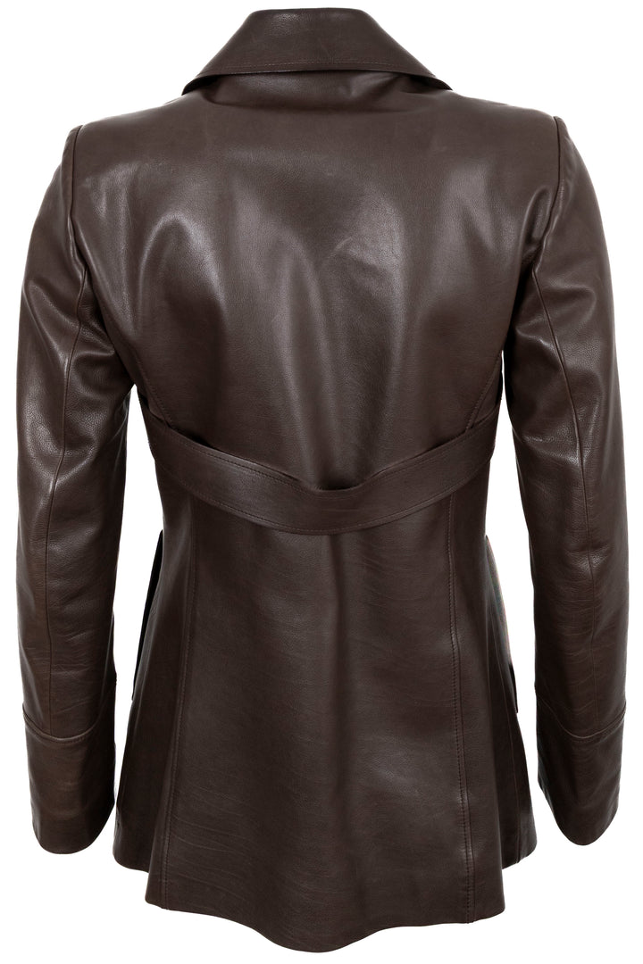 Veste en cuir croisée marron BOTTEGA VENETA