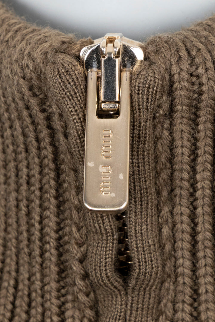 Veste en maille MIUMIU en peau lainée verte