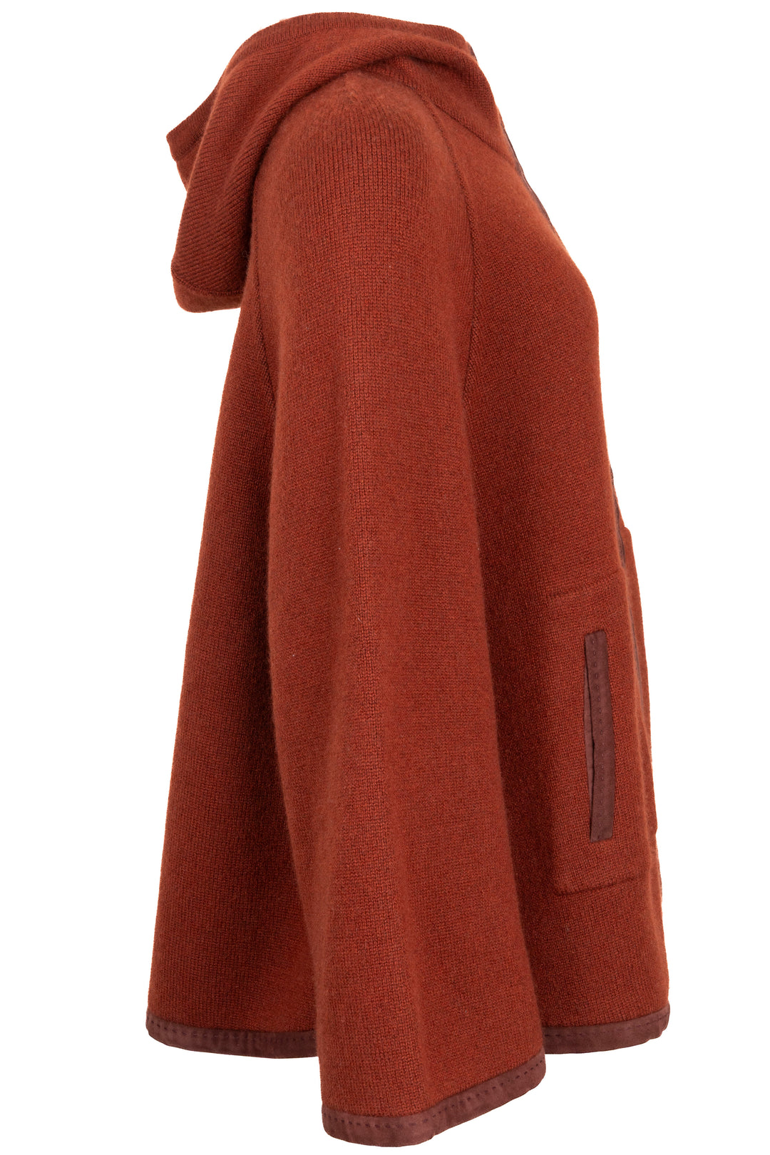 LORO PIANA Cardigan cape réversible en cachemire brique