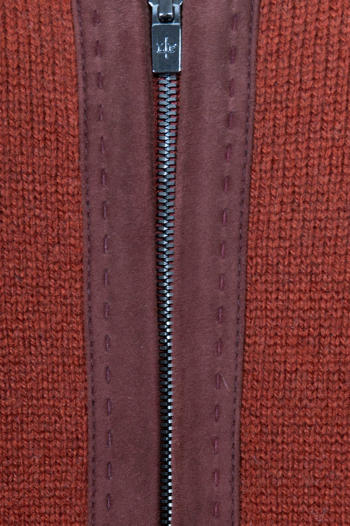 LORO PIANA Cardigan cape réversible en cachemire brique
