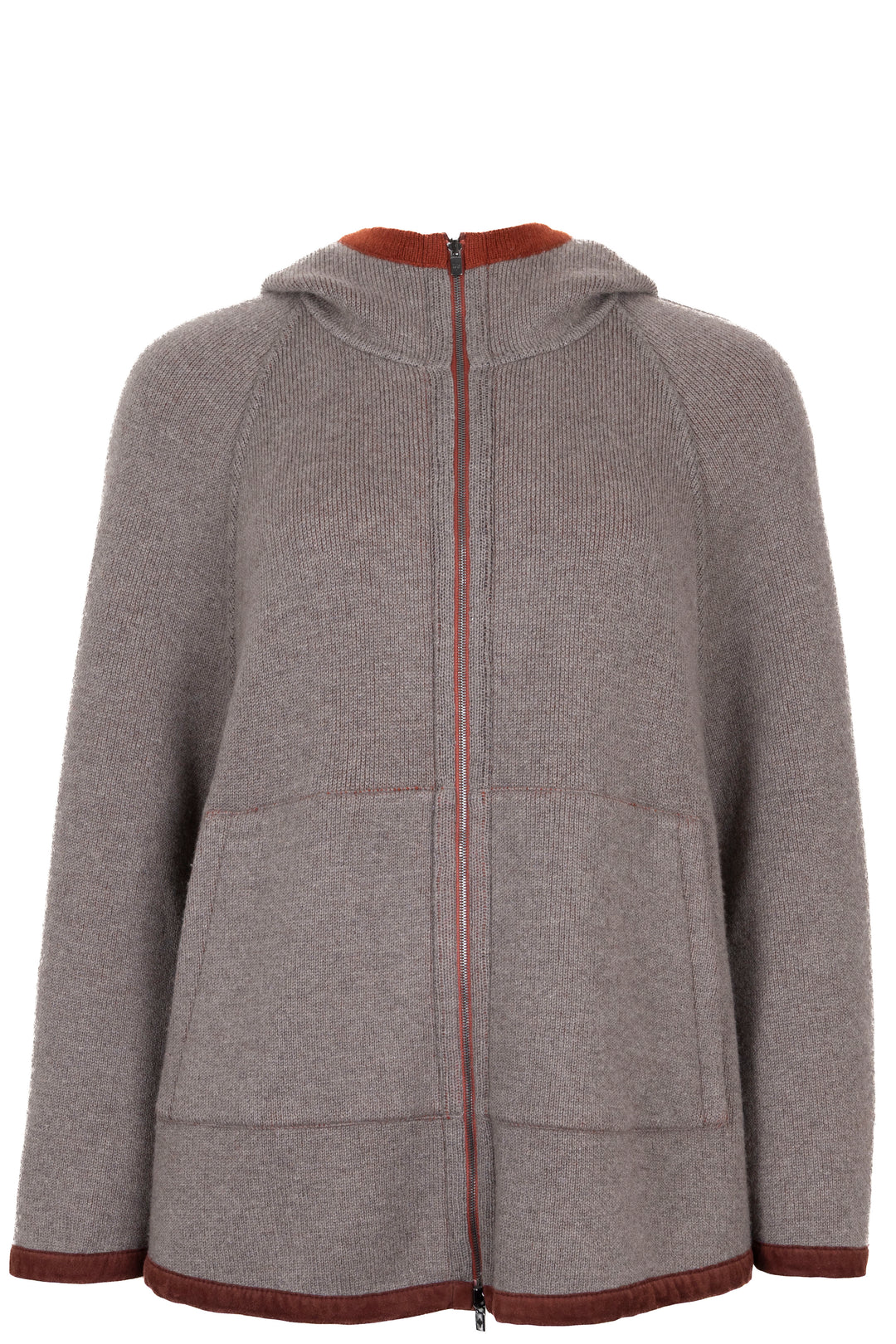 LORO PIANA Cardigan cape réversible en cachemire brique