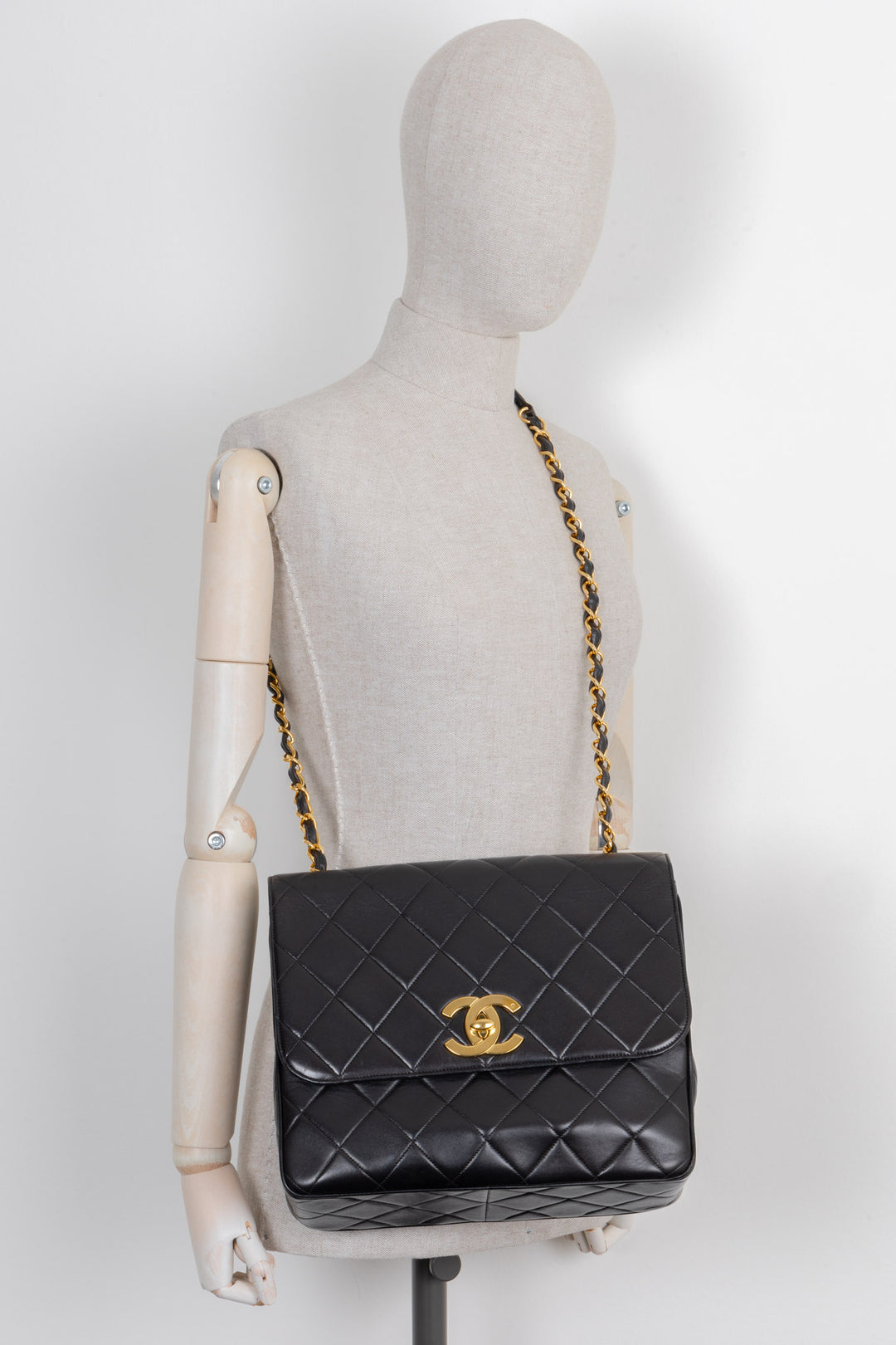 CHANEL Vintage Single Flap Shoulder Bag Quilted Black