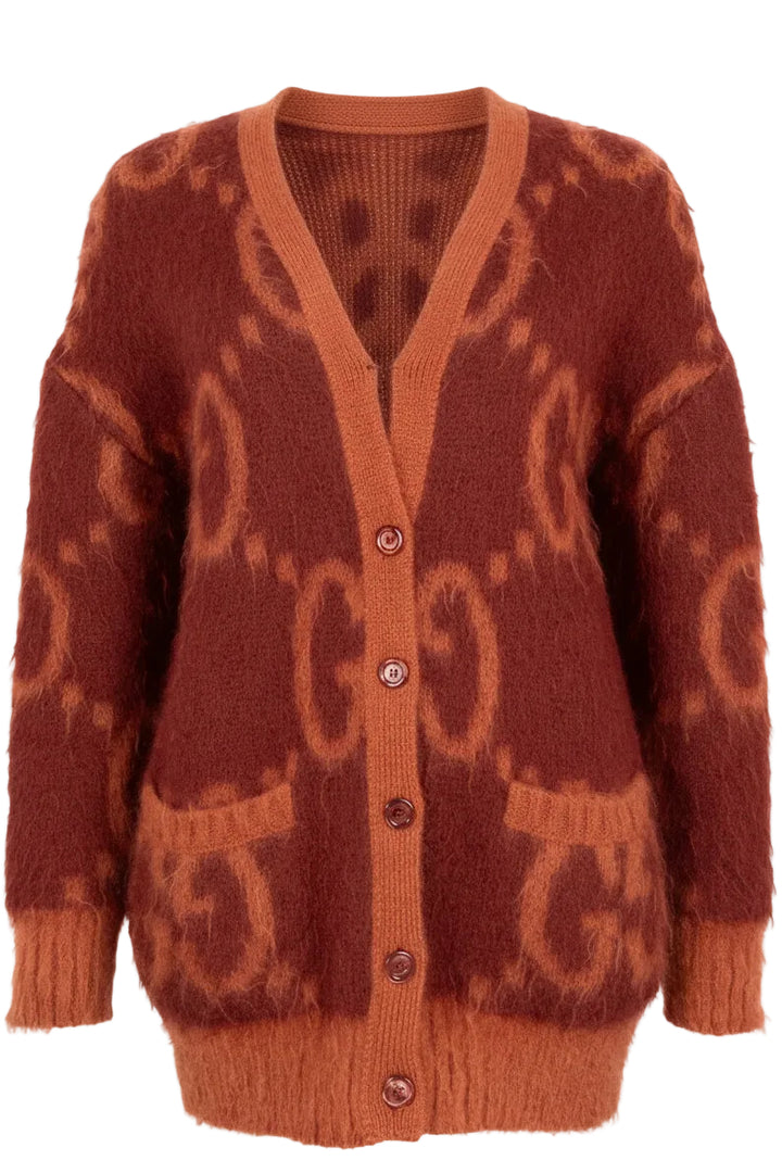 Cardigan en maille réversible GUCCI GG Rouge Orange