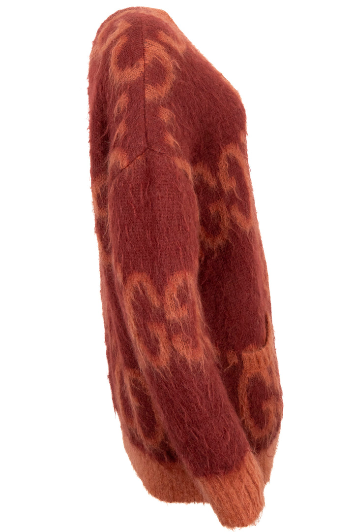 Cardigan en maille réversible GUCCI GG Rouge Orange