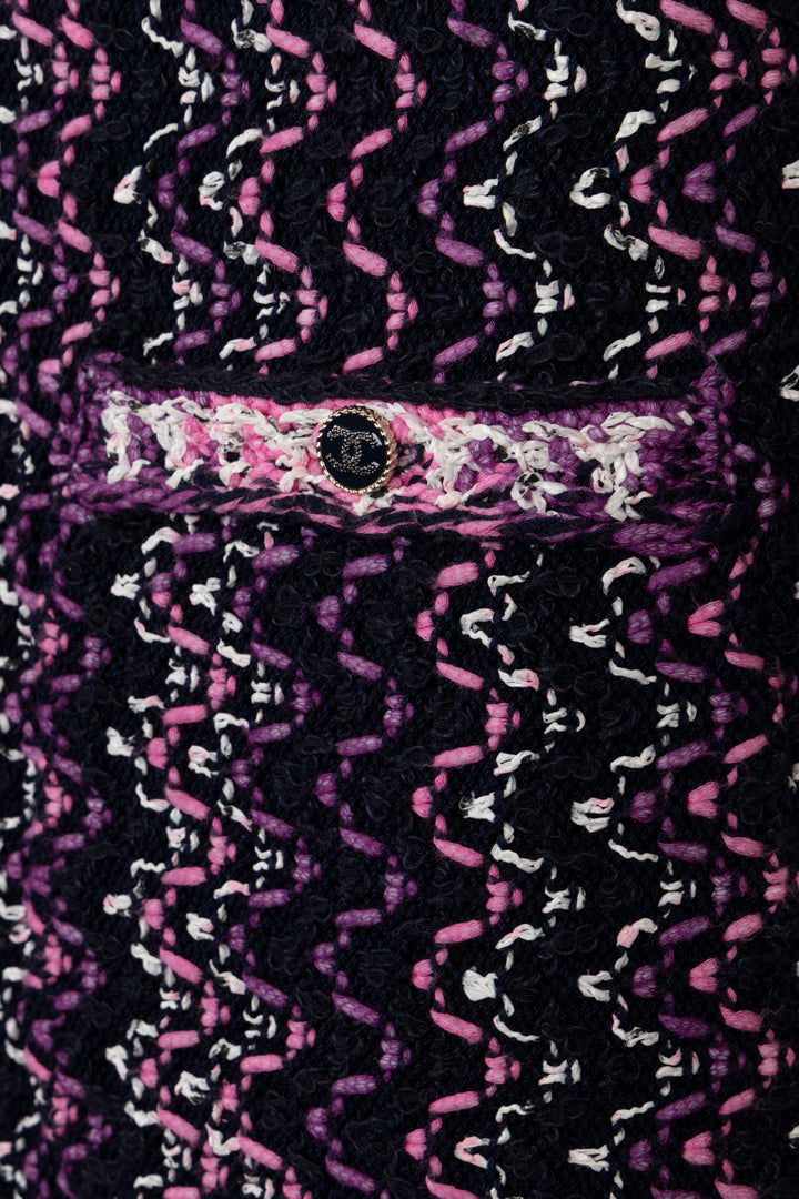 CHANEL 2021 Robe en maille à franges en coton violet