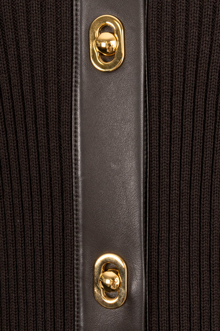 BOTTEGA VENETA 2020 Rolled Cuff Knit Maxi Dress Wool Brown