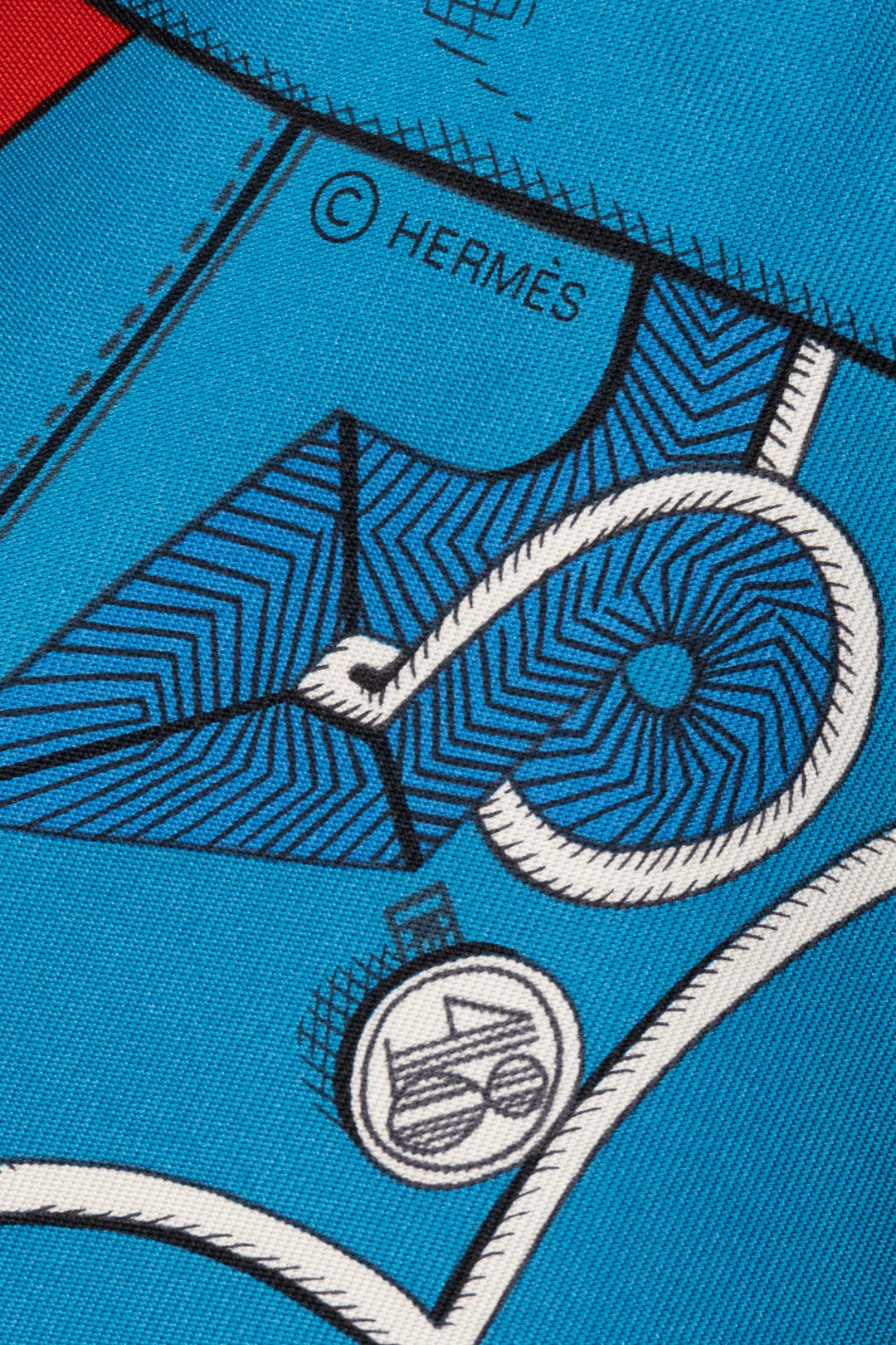 HERMÈS Zouaves Et Dragons 90 Foulard Soie Bleu Orange