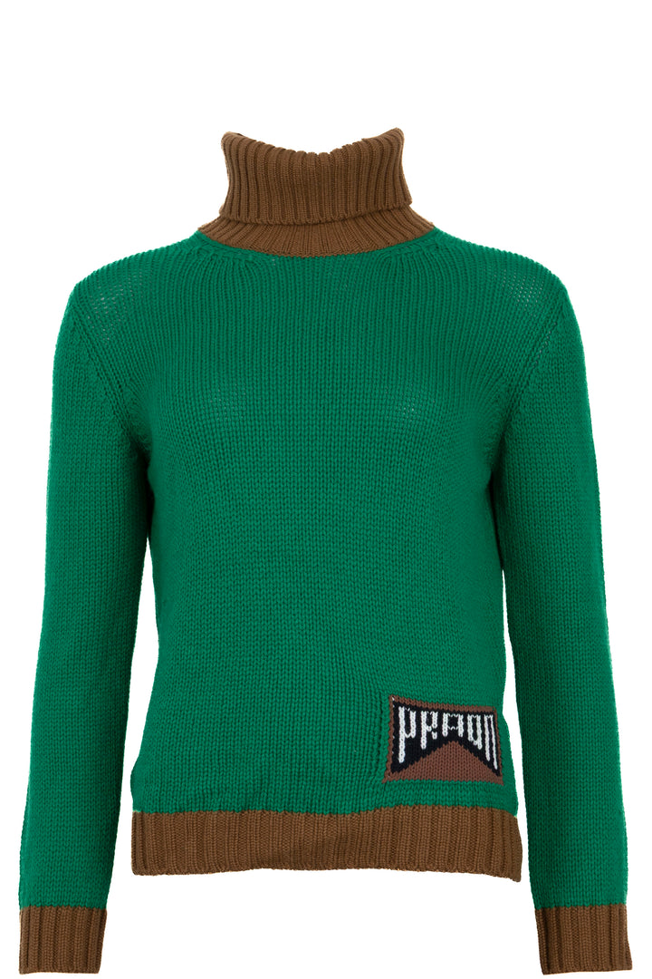 PRADA 2018 Contrast Turtleneck Sweater Cashmere Green