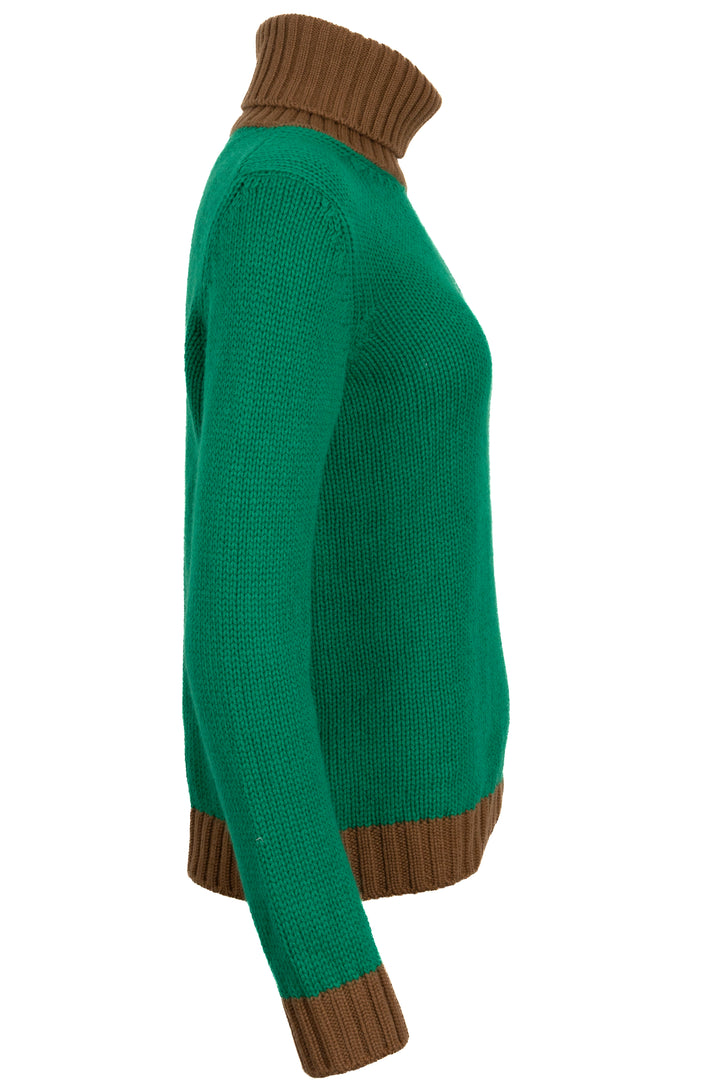 PRADA 2018 Contrast Turtleneck Sweater Cashmere Green