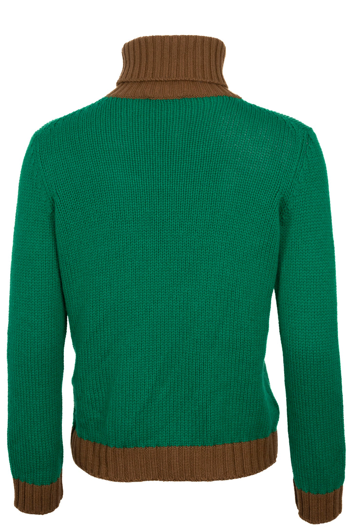 PRADA 2018 Contrast Turtleneck Sweater Cashmere Green