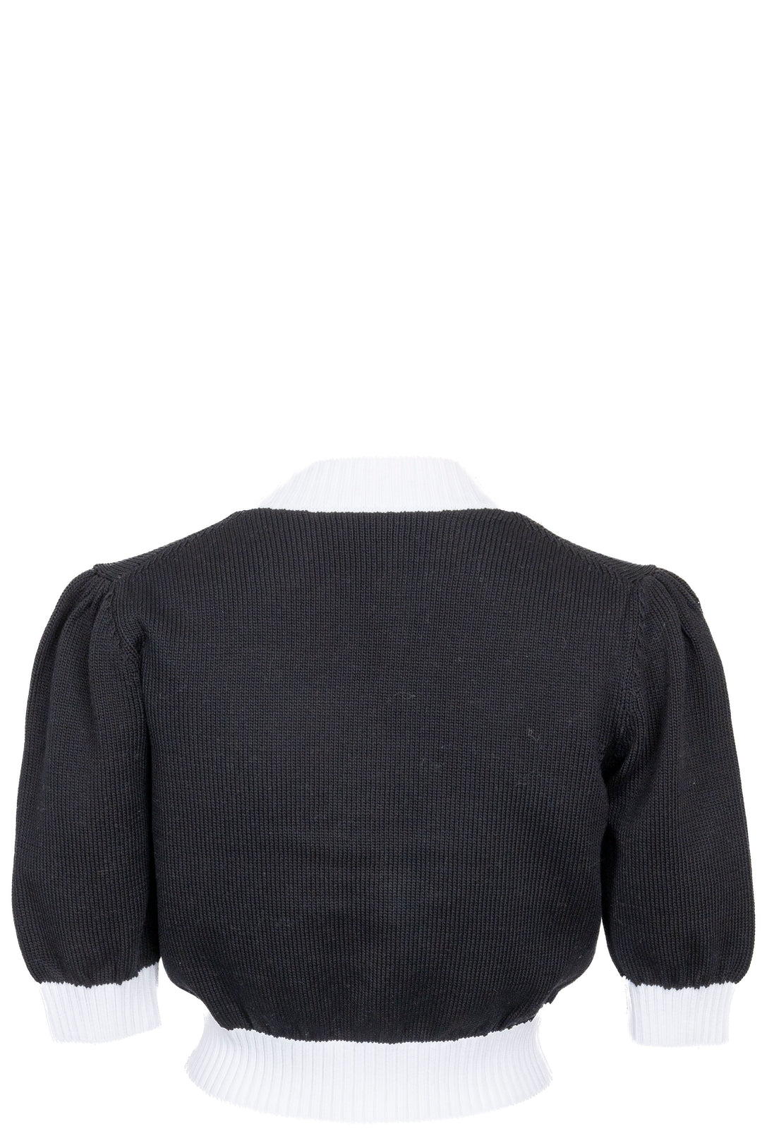PRADA Cropped Logo Knit Cardigan Black