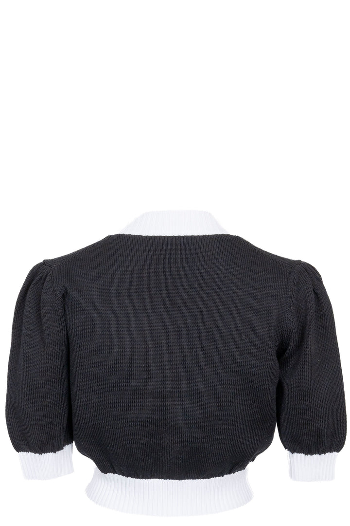 PRADA Cropped Logo Knit Cardigan Black