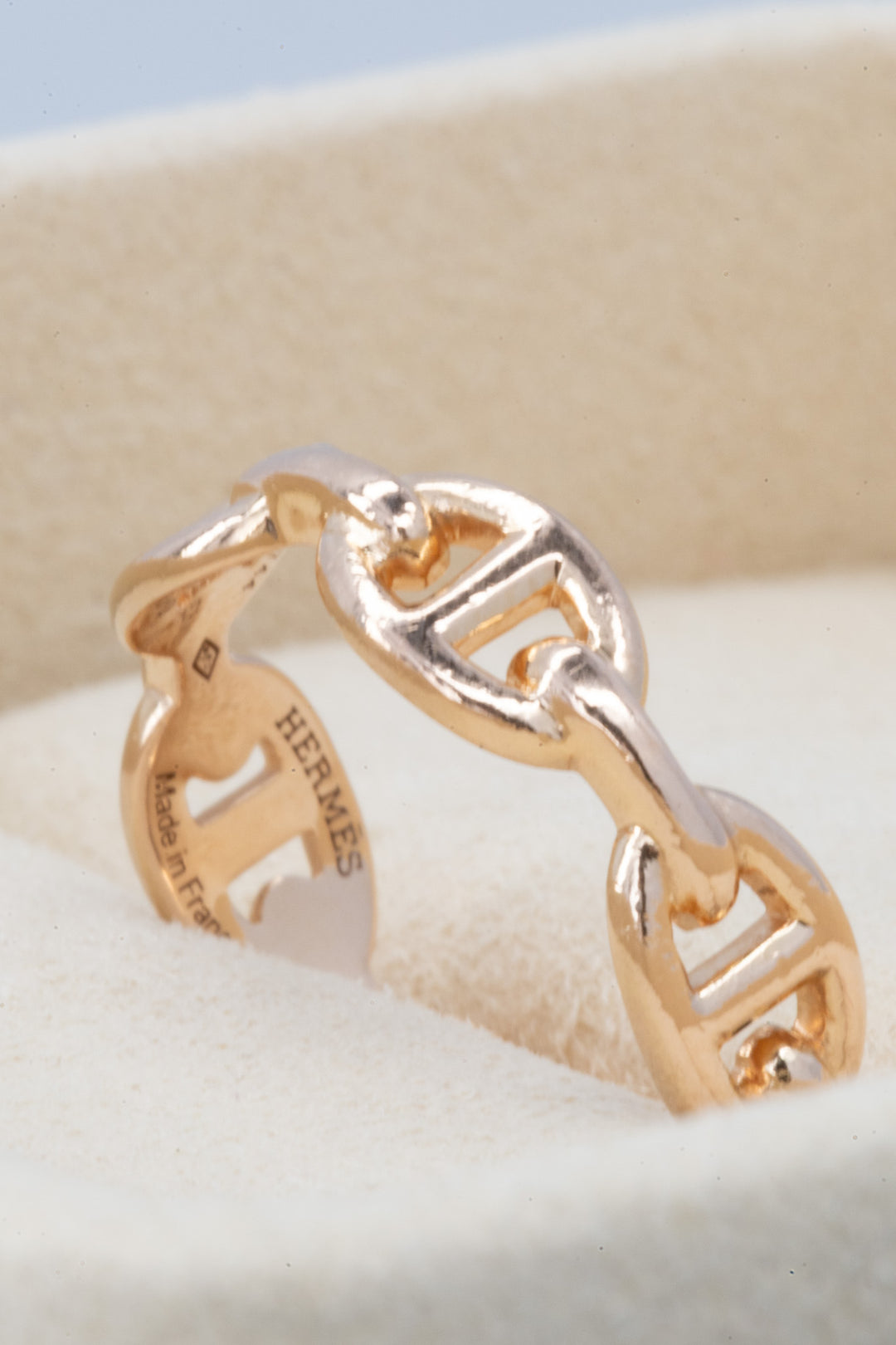 HERMÈS Bague Chaîne D'Ancre or rose