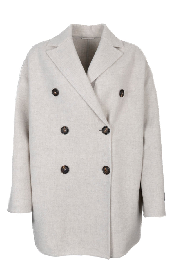BRUNELLO CUCINELLI Caban Precious Patch Jacket Cachemire Gris clair