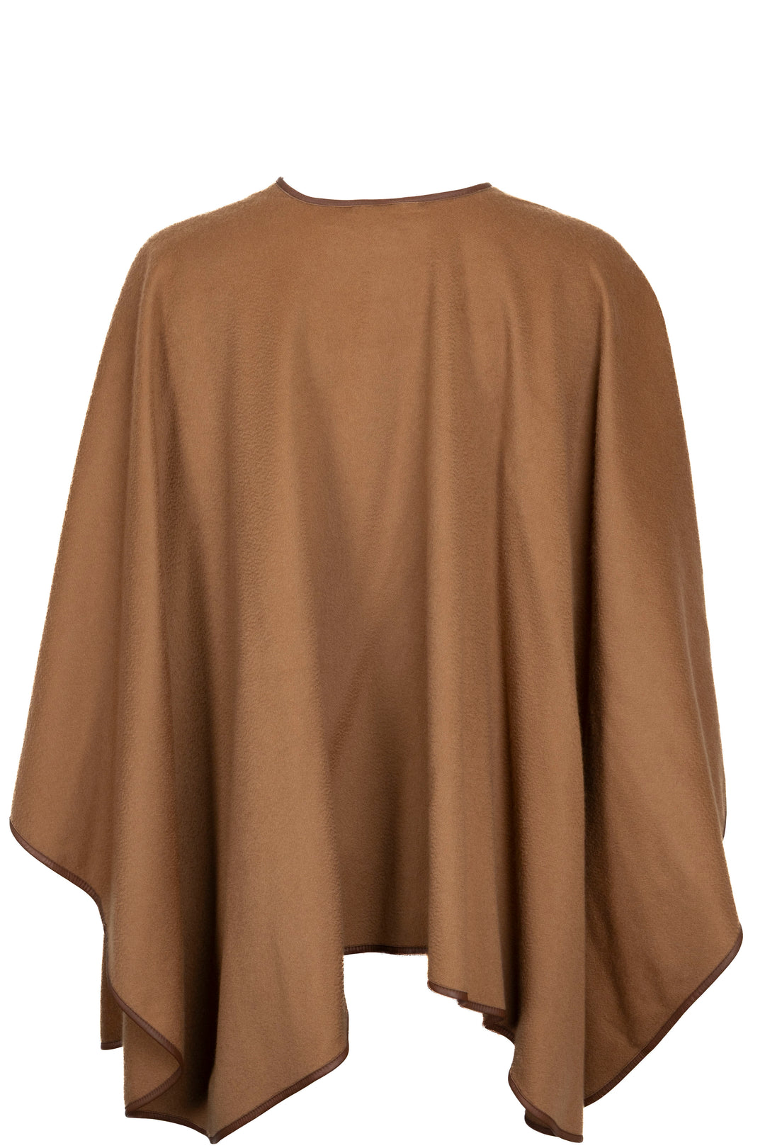 LORO PIANA Cape en cachemire camel avec bordure en cuir