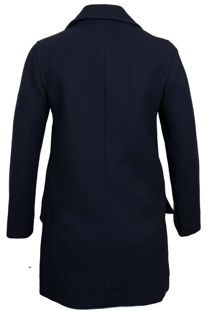CHRISTIAN DIOR Manteau court croisé en laine bleu marine