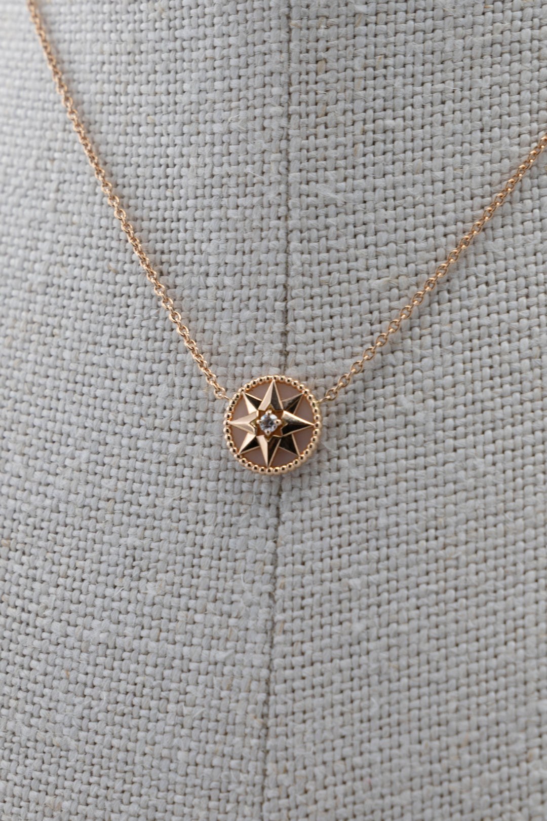 CHRISTIAN DIOR Rose Des Vents Pink Opal Necklace 18k Rose Gold Diamonds