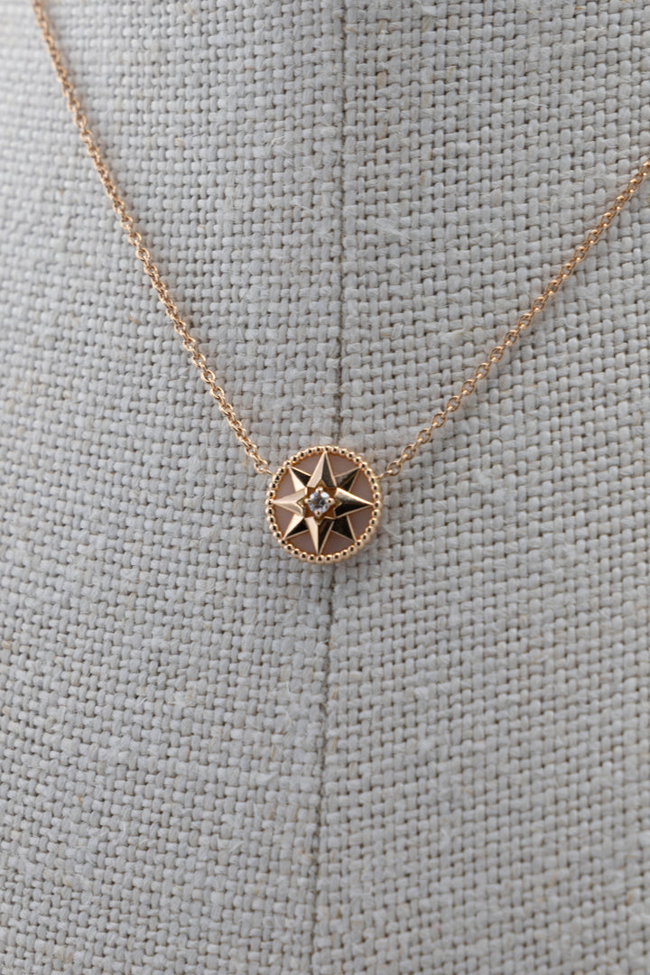 CHRISTIAN DIOR Rose Des Vents Pink Opal Necklace 18k Rose Gold Diamonds
