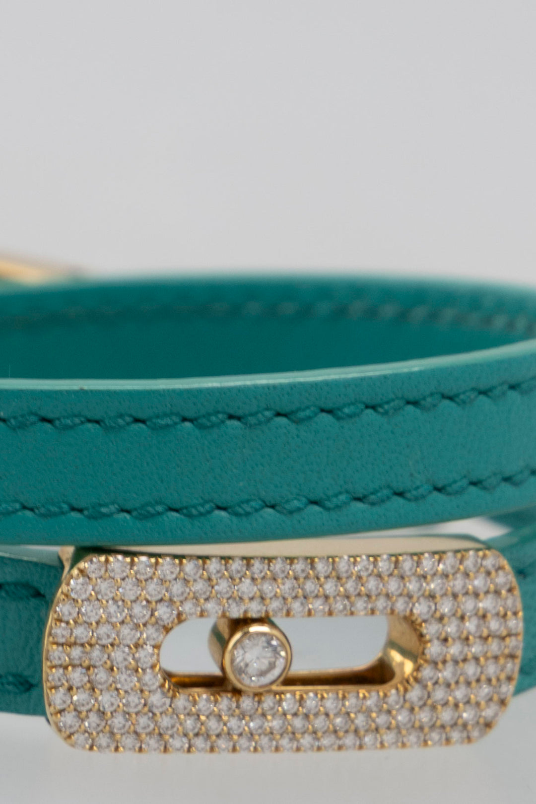 MESSIKA My Move Gold Pave Bracelet Leather Diamonds Turquoise
