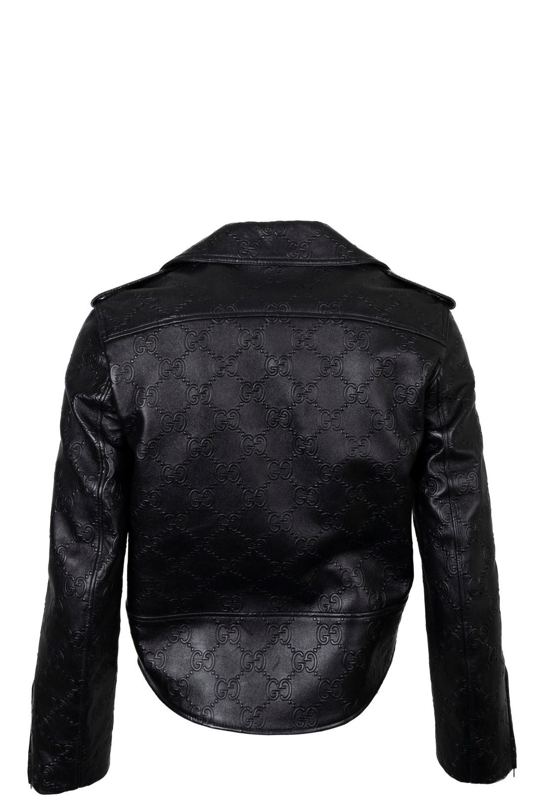 GUCCI GG Leather Zip Biker Jacket Black