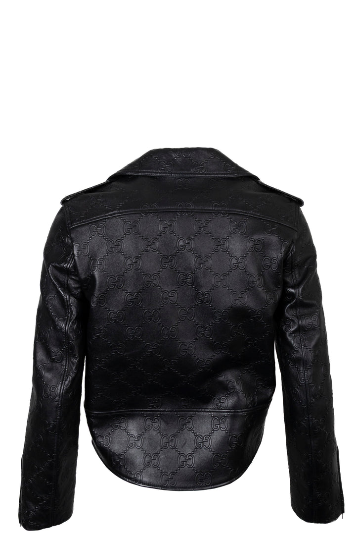 GUCCI GG Leather Zip Biker Jacket Black