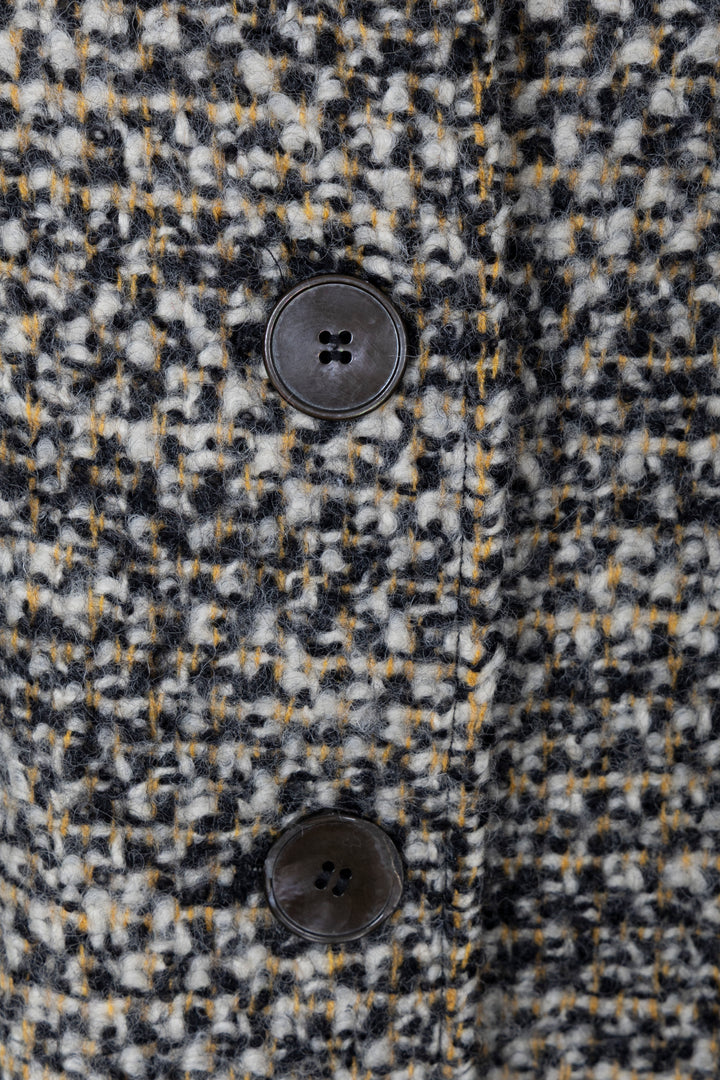 PRADA Long Tweed Coat Yellow White Black