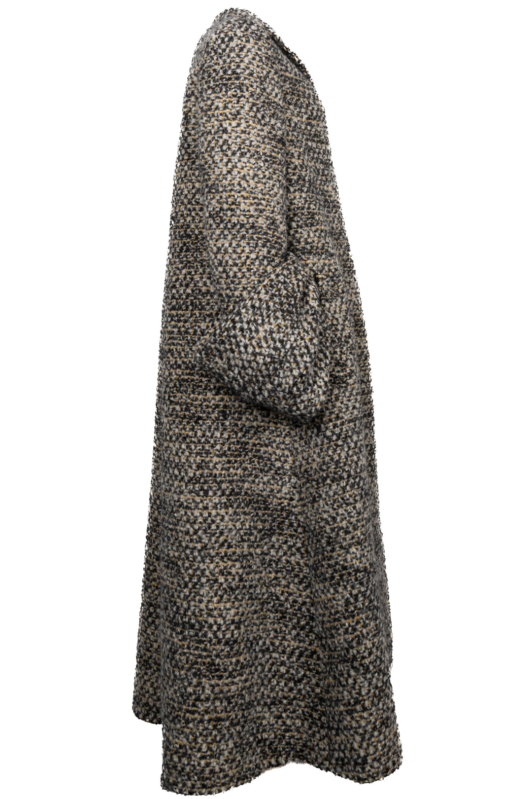 PRADA Long Tweed Coat Yellow White Black