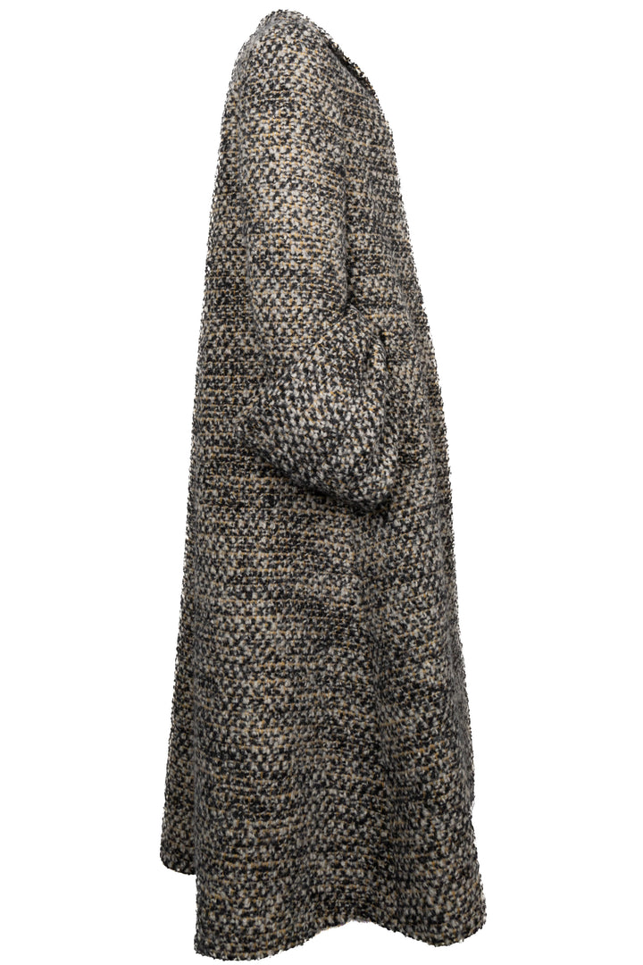 PRADA Long Tweed Coat Yellow White Black