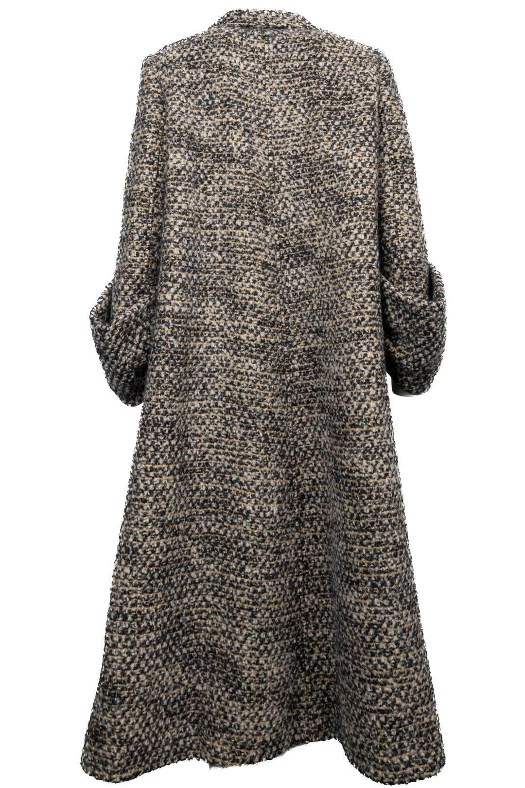 PRADA Long Tweed Coat Yellow White Black