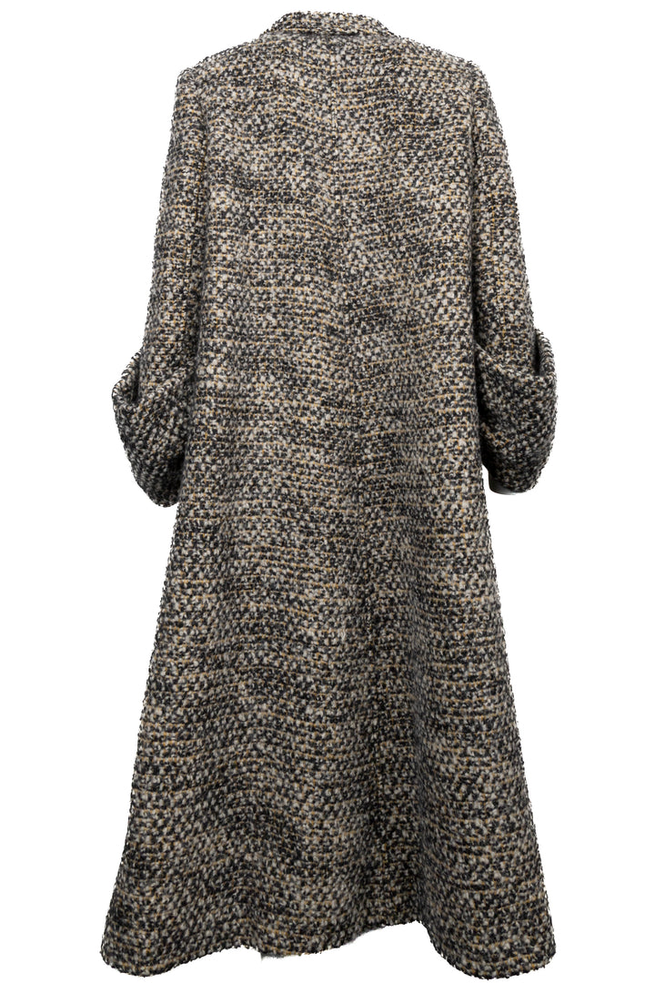 PRADA Long Tweed Coat Yellow White Black