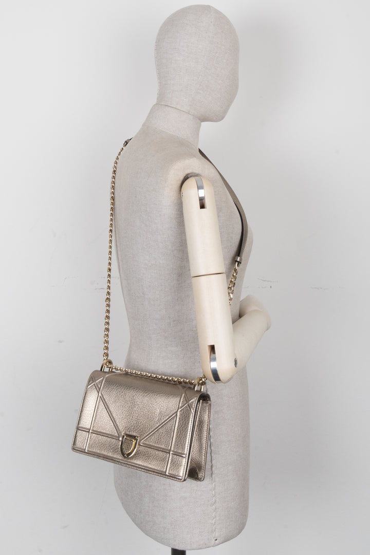 CHRISTIAN DIOR Small Diorama Crossbody Bag Gold