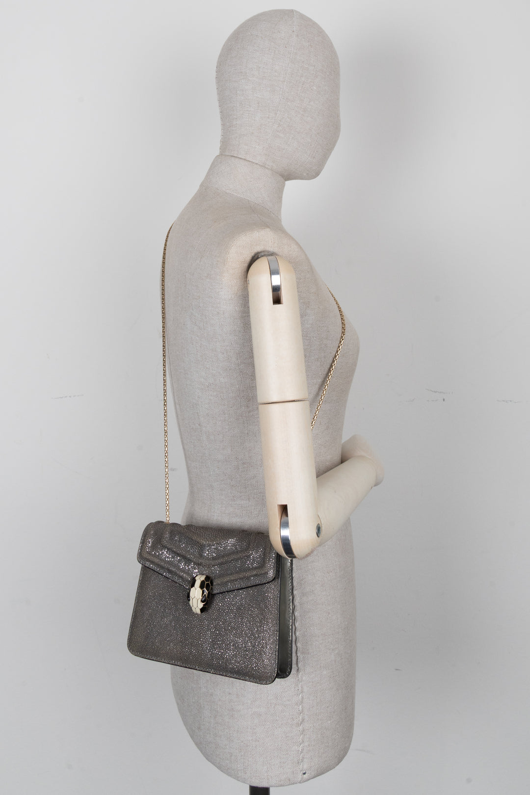 BVLGARI Serpenti Forever Crossbody Bag Silver Karung