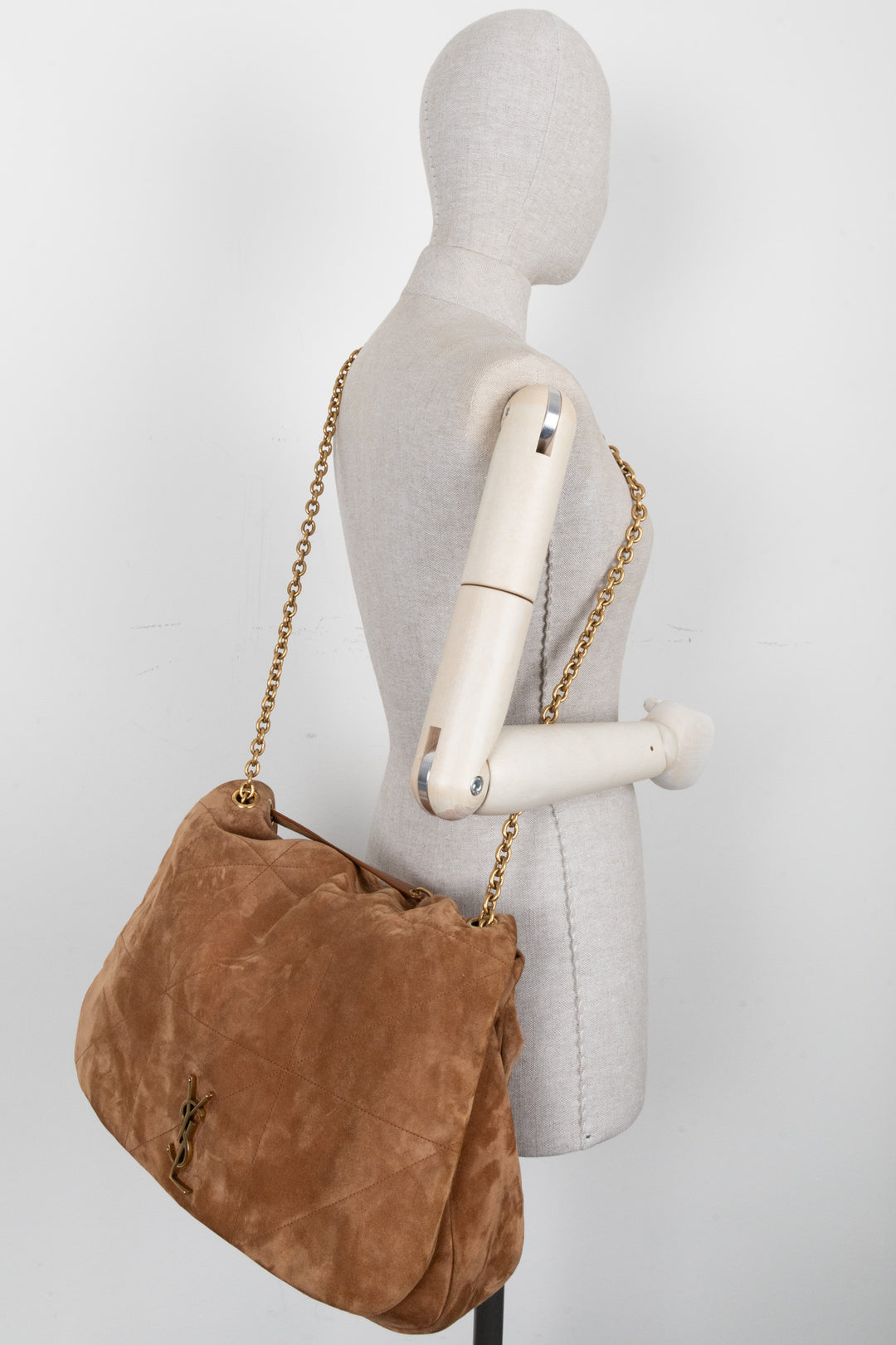 SAINT LAURENT Sac Jamie Grand Modèle en daim cognac