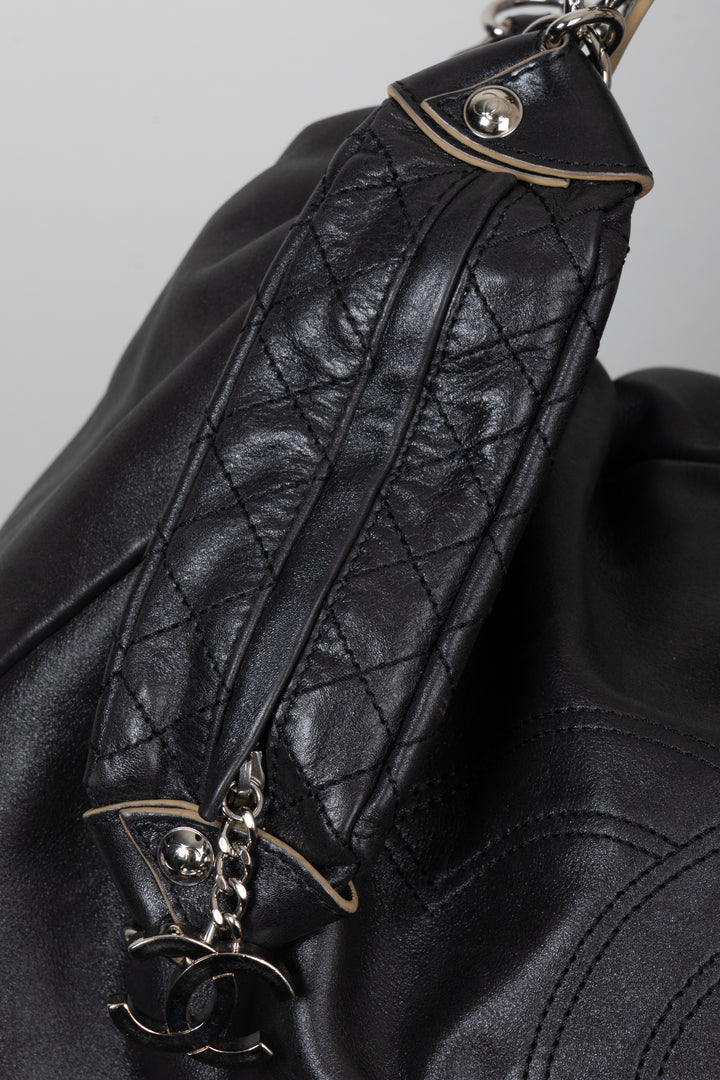 CHANEL CC Hobo Tote Leather Black