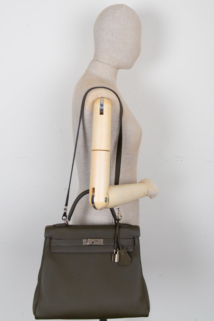 HERMÈS Kelly 32 Retourne Togo Vert de Gris