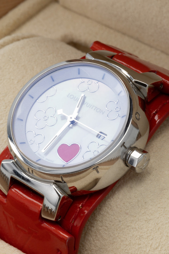 LOUIS VUITTON Tambour Lovely Heart Watch Red
