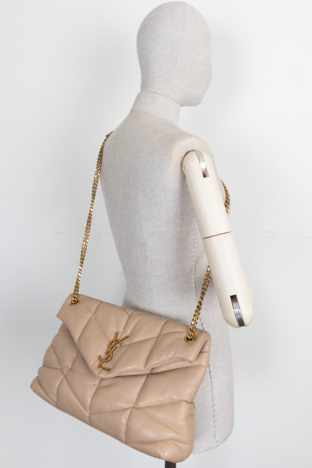 SAINT LAURENT Loulou Puffer Bag Medium Beige