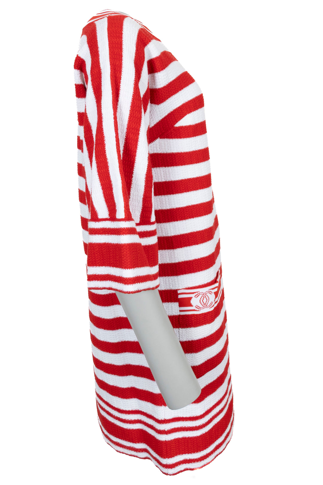 CHANEL 2019 CC Striped Dress Red White